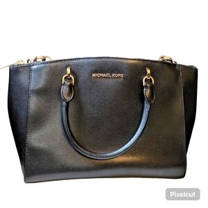 MICHAEL Michael Kors convertible crossbody satchel large black saffiano leather